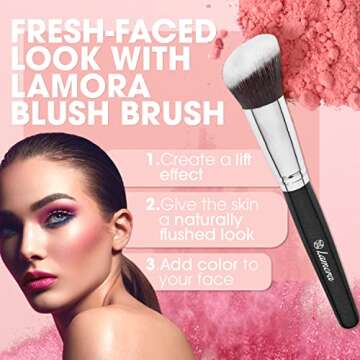 Foundation Blush Powder Brush Set - Eyeshadow Kabuki Brushes, 6 Piece Essential Makeup Brush Kit - Top Choice Premium Quality Synthetic Bristles