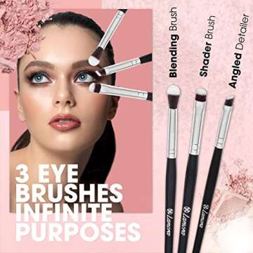 Foundation Blush Powder Brush Set - Eyeshadow Kabuki Brushes, 6 Piece Essential Makeup Brush Kit - Top Choice Premium Quality Synthetic Bristles