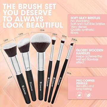 Foundation Blush Powder Brush Set - Eyeshadow Kabuki Brushes, 6 Piece Essential Makeup Brush Kit - Top Choice Premium Quality Synthetic Bristles