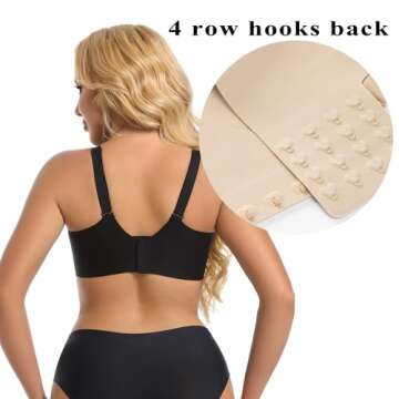 PRETTYWELL Push up Bra T-Shirt Bras for Women Wireless Plunge Bra Supportive Molded Pads Bras Comfort Lift up Deep V Neck Black