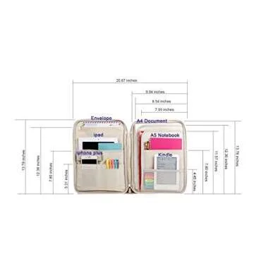 ti Zipper Portfolio Organizer A4 Note Pouch-Waterproof Document Bags/Zipper Binder/Paper Case for 12.5" Mac,Tablet,Pens,washi Tape,Journals,Sketch Books(Light Green)