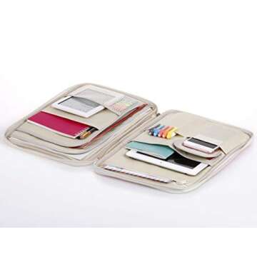 ti Zipper Portfolio Organizer A4 Note Pouch-Waterproof Document Bags/Zipper Binder/Paper Case for 12.5" Mac,Tablet,Pens,washi Tape,Journals,Sketch Books(Light Green)