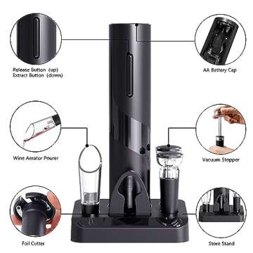 COKUNST Electric Wine Opener Set, Battery Operated Wine Bottle Corkscrew Opener with Foil Cutter, Wi...