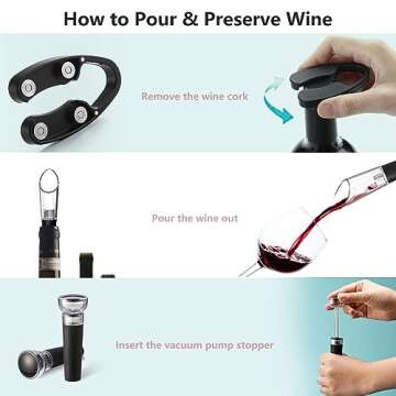 COKUNST Electric Wine Opener Set, Battery Operated Wine Bottle Corkscrew Opener with Foil Cutter, Wine Aerator Pourer, Vacuum Stoppers, Reusable Wine Bottle Openers with Accessories for Kitchen Party