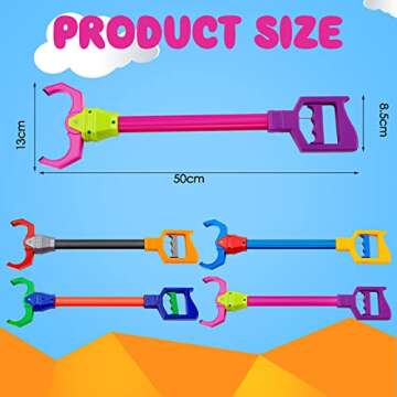 4 Pcs Interactive Grabber Toy Pack, Robot Arm Claw Grab Pickup Reacher Tool for Boys Girls Kids Chil...