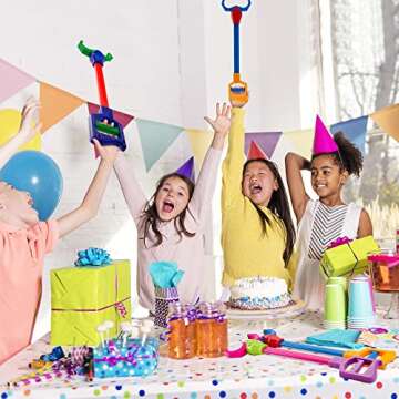 4 Pcs Interactive Grabber Toy Pack, Robot Arm Claw Grab Pickup Reacher Tool for Boys Girls Kids Children Fun Early Learning and Hand Eye Coordination Play, 18 Inch(Red, Blue)