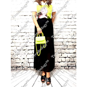 Neon Pink Retro Faux Fur Chain Mini Satchel Bag