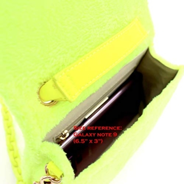 Neon Pink Retro Faux Fur Chain Mini Satchel Bag