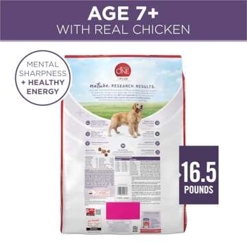 Purina ONE High Protein Dry Senior Dog Food Plus Vibrant Maturity Adult 7 Plus Formula - 16.5 lb. Bag