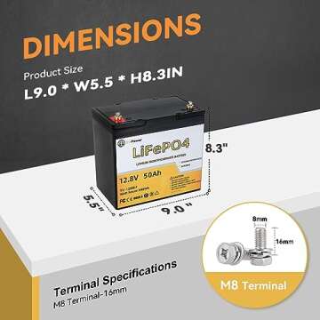 12V 50AH Lithium Battery,5000+ Deep Cycle LiFePO4 Battery with Built-in 50A BMS fit for Home Storage...