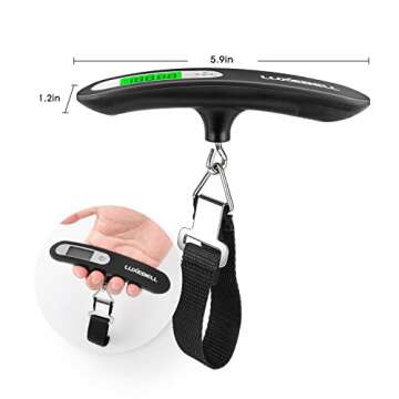 Digital Luggage Scale Gift for Traveler Suitcase Handheld Weight Scale 110lbs Black
