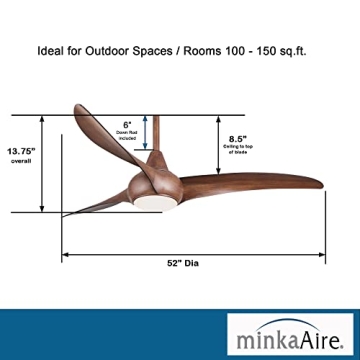 Minka-Aire Light Wave 52" Ceiling Fan, Stylish Design & Smart Features