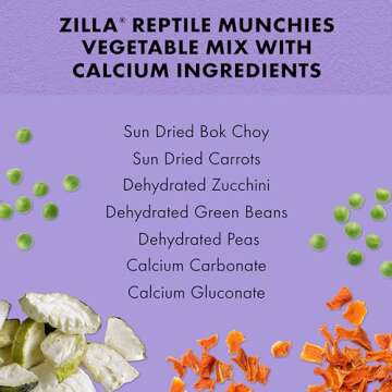 Zilla Reptile Food Munchies Vegetable Mix With Calcium, 4-Ounce