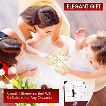 LUXBE Crystal Wine Glasses Set of 6 - 15.3 fl. oz