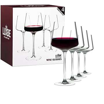 LUXBE Crystal Wine Glasses Set of 6 - 15.3 fl. oz