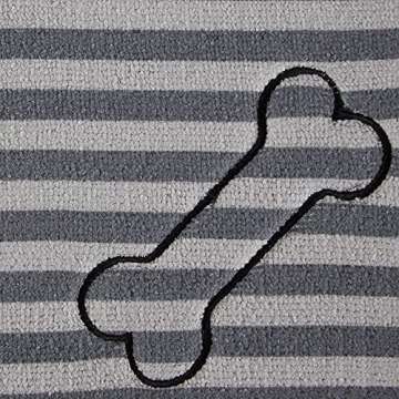 Bone Dry Machine Washable, Ultra Absorbent Pet Mat, 12x18", Gray Stripe