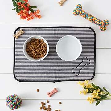 Bone Dry Machine Washable, Ultra Absorbent Pet Mat, 12x18", Gray Stripe