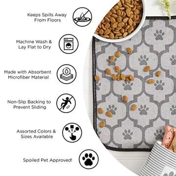 Bone Dry Machine Washable, Ultra Absorbent Pet Mat, 12x18", Gray Stripe