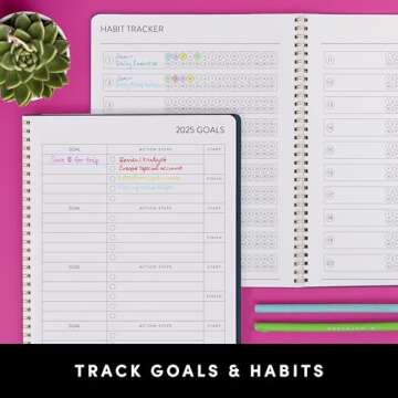 PAPERAGE 2 Year Spiral Bound Planner 2025-2026 (Black), 24 Month (January 2025 - December 2026), 8.5 in x 11 in, Monthly Spreads & Yearly Plans, Includes Additional Note Pages & Trackers