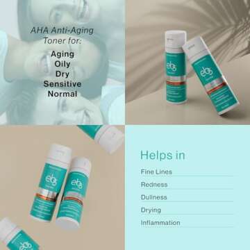 eb5 Aha Anti-Aging Facial Toner with Vitamins and Antioxidants, Tones, Firms & Tightens, Alchohol-Free, Clinically Tested on Sensitive Skin (6 fl oz)
