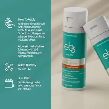 eb5 Aha Anti-Aging Facial Toner with Vitamins and Antioxidants, Tones, Firms & Tightens, Alchohol-Free, Clinically Tested on Sensitive Skin (6 fl oz)
