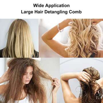 2-Pack Large Hair Detangling Comb, French Hair Comb Wide Teeth Pocket Comb for Thick Curly Wavy Hair, Detangler Comb Styling Comb