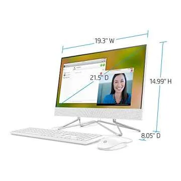 HP 22-inch All-in-One Desktop Computer, AMD Athlon Silver 3050U Processor, 4 GB RAM, 256 GB SSD, Windows 10 Home (22-dd0010, White), Snow White