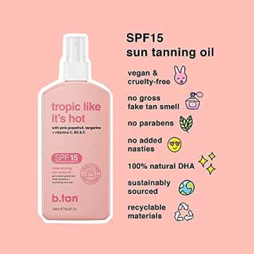 B.Tan Tropic Like Its Hot SPF 15 Tanning Oil Unisex 8 oz