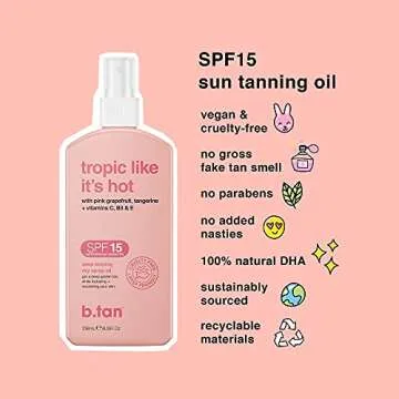 B.Tan Tropic Like Its Hot SPF 15 Tanning Oil Unisex 8 oz