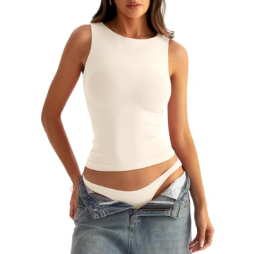 Eachyes Women's Boat Neck Seamless Tank Tops - Stylish Summer Essential