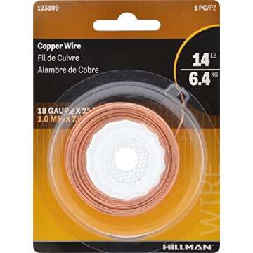 Hillman 25' 18 Gauge Bare Copper Craft Wire for DIY Projects
