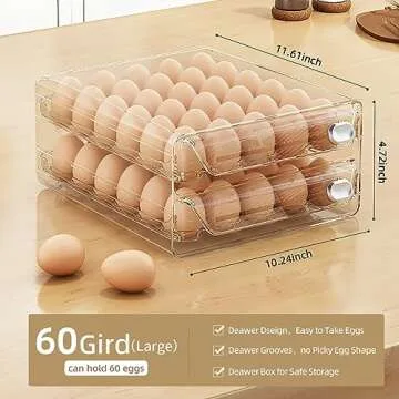 Egg Storage Organizer for Refrigerator - Stylish & Space-Saving