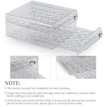 60 Eggs Organizer for Refrigerator, Large Egg Holder for Fridge, Clear Egg Container for Refrigerator, Stackable Egg Storage Trays for Countertop, Egg Drawer Dispenser, Egg Storage Container