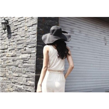 Women's Ridge Wide Floppy Brim Summer Beach Sun Hat Straw Cap Party Garden Travel (Black)