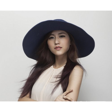 Women's Ridge Wide Floppy Brim Summer Beach Sun Hat Straw Cap Party Garden Travel (Black)