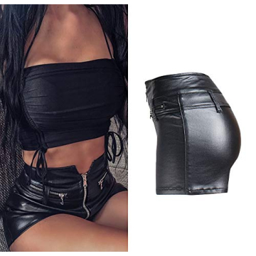 Stylish RAMISU Faux Leather Shorts for Women
