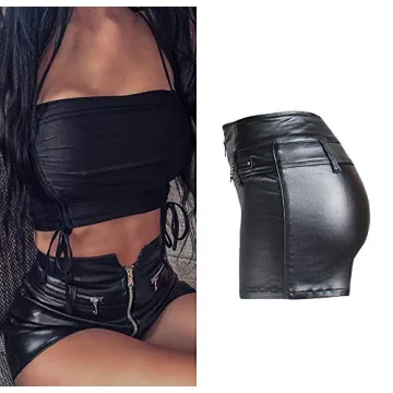 Stylish RAMISU Faux Leather Shorts for Women
