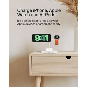 Belkin MagSafe-Compatible 3-in-1 Wireless Charging Station for iPhone 16 Series, Apple Watch, AirPod...
