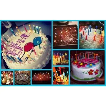 Amazing Colorflame Multicolor Happy Birthday Candles and Holders (12 Count),Unscented