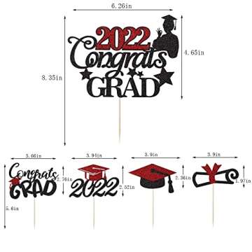 LVEUD 24 Pieces Congrats Grad Cupcake Toppers for Graduation