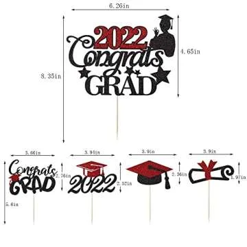 LVEUD 24 Pieces Congrats Grad Cupcake Toppers for Graduation