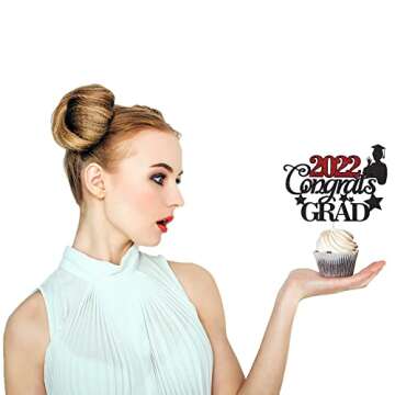 LVEUD 24 Pieces Congrats Grad Cupcake Toppers for Graduation