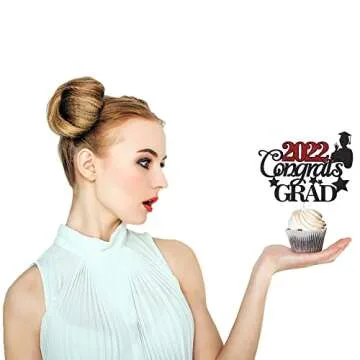 LVEUD 24 Pieces Congrats Grad Cupcake Toppers for Graduation