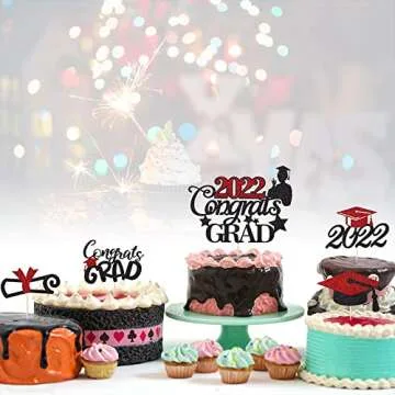 LVEUD 24 Pieces Congrats Grad Cupcake Toppers for Graduation