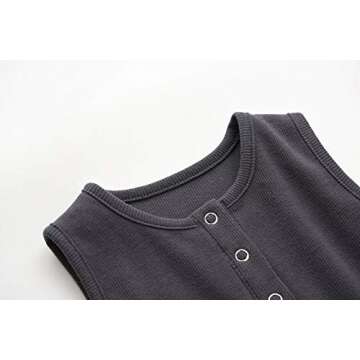 Teach Leanbh Baby Romper Cotton Sleeveless Button Down One Piece Linen Jumpsuit Coverall 3-24 Months (Army Green, 6-12 Months)