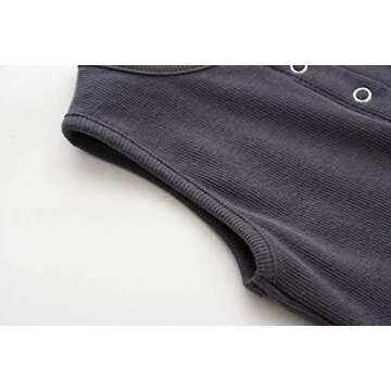 Teach Leanbh Baby Romper Cotton Sleeveless Button Down One Piece Linen Jumpsuit Coverall 3-24 Months (Army Green, 6-12 Months)