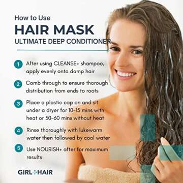 GIRL+HAIR Hair Mask and Deep Conditioning Hair Treatment, Hydrating Coconut, Aloe Vera and Castor Oil For Dry, Damaged,Curly & Coily Hair, No Silicones or Parabens, All Hair Types - 8 fl.oz.…