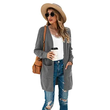 TASAMO Women's Cozy Open Front Cardigan With Pockets