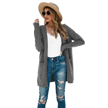 TASAMO Women's Cozy Open Front Cardigan With Pockets