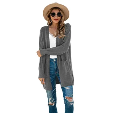 TASAMO Women's Cozy Open Front Cardigan With Pockets